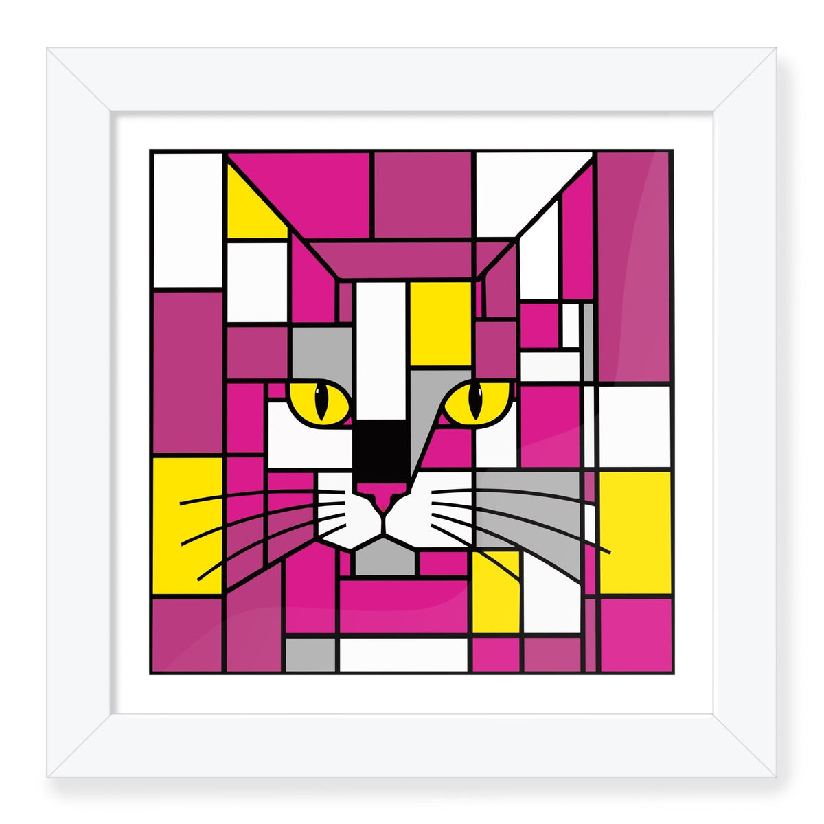 cat face skismic pink yellow white frame