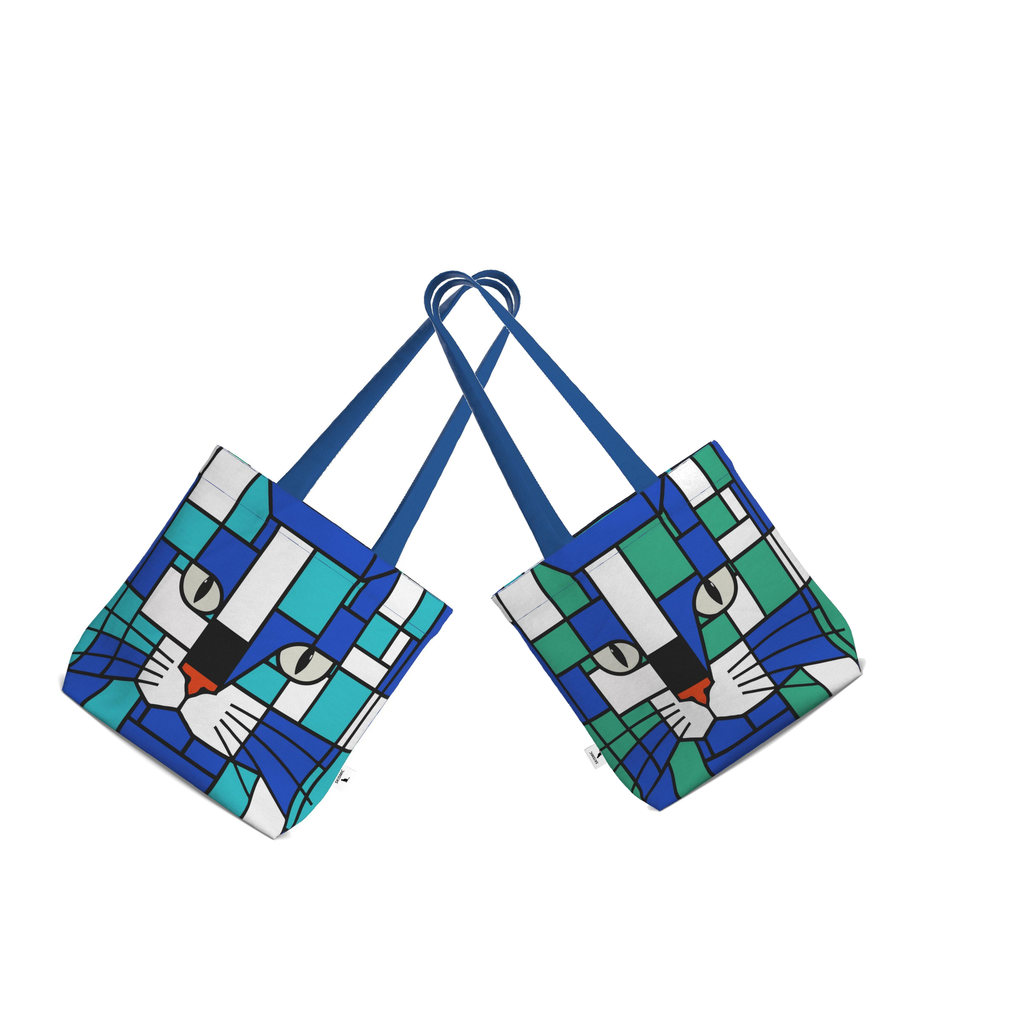 Seaside & Aqua Sea Blue Sea Green- Two Prints for One Cotton Tote Bag