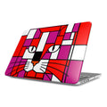 Blood orange, violet and neon MacBook protective case shown from the front angle.