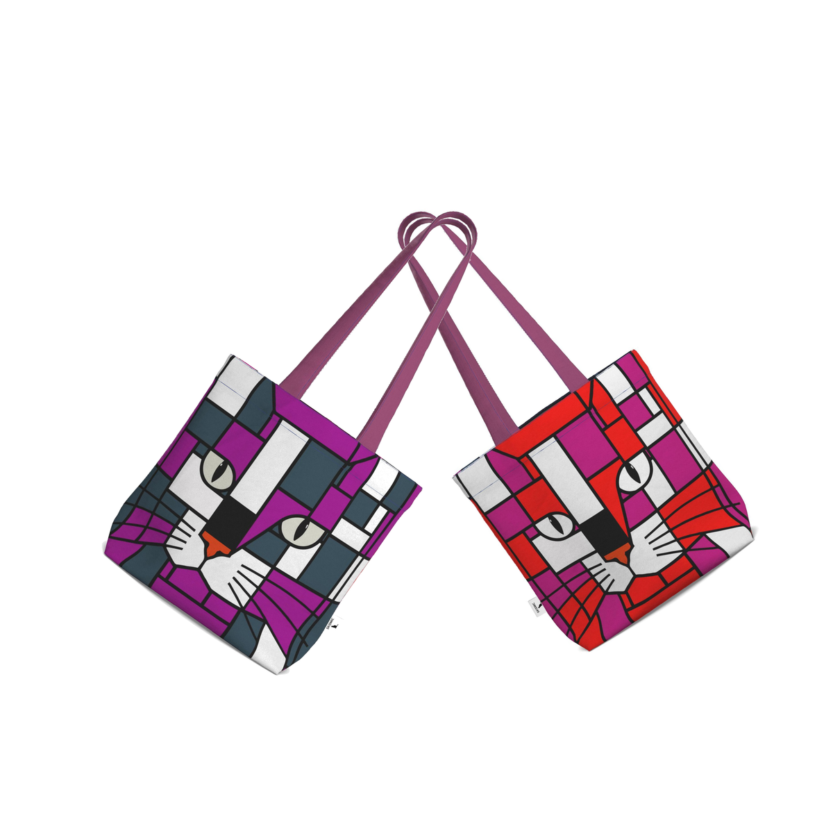 Moonlight & Power Moonlight Wild Orchid Purple Steel Blue Orange Red Violet  - Two Prints for One Cotton Tote Bag