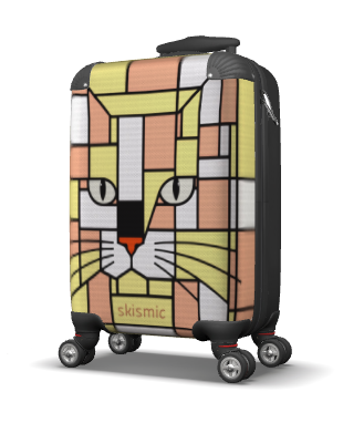 harvest pastel kids suitcase cat face yellow gold