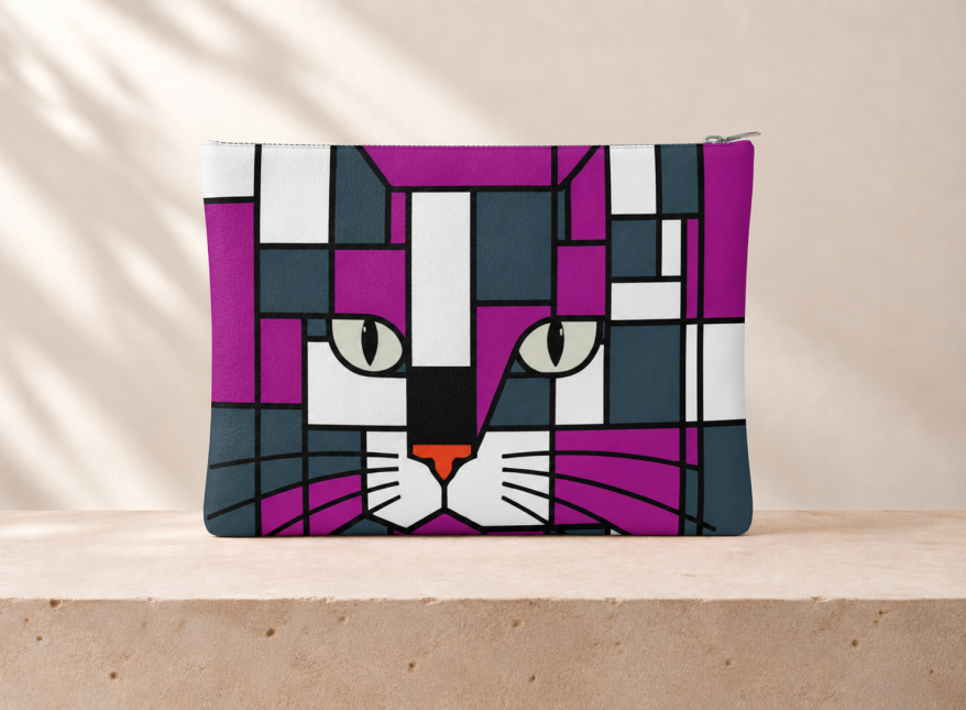 Cosmic & Moonlight Double-Sided design Leather Clutch Bag
