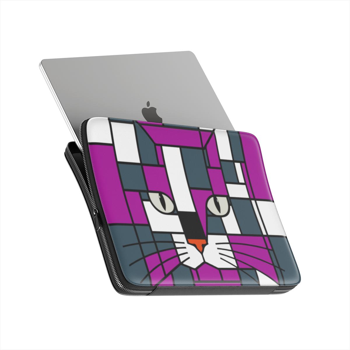 Side view of the Moonlight premium laptop sleeve in purple, dark silver and blue, highlighting its slim profile and premium finish.