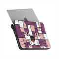 Premium laptop sleeve featuring a geometric cat face design in pink, purple and rose, shown from the front angle.