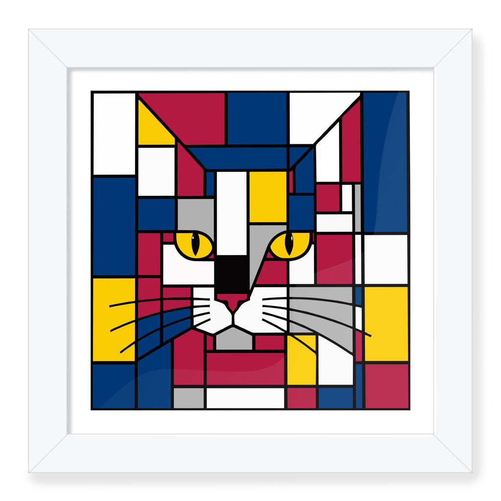 red blue yellow square_box frame art printscat face