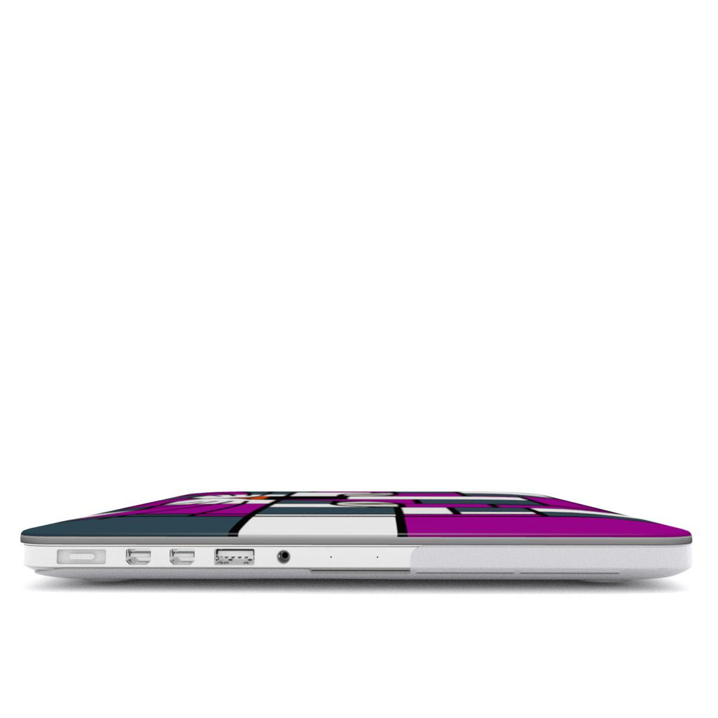 mac book case with purple steel blue grey cat print