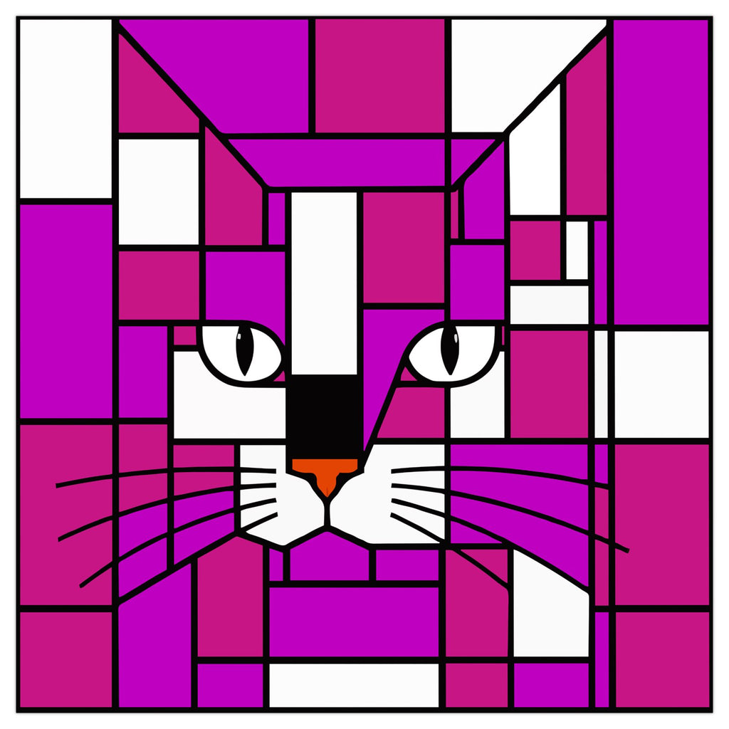 pulse cat face red magenta wall poster
