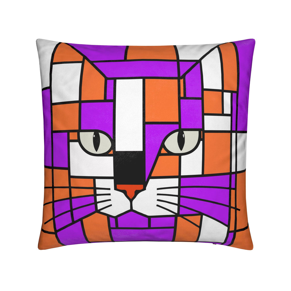 sunset orange purple square cushion cat