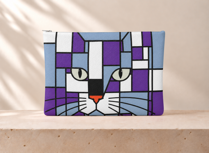 Storm Purple, Silver Grey and Blue Leather Clutch Bag