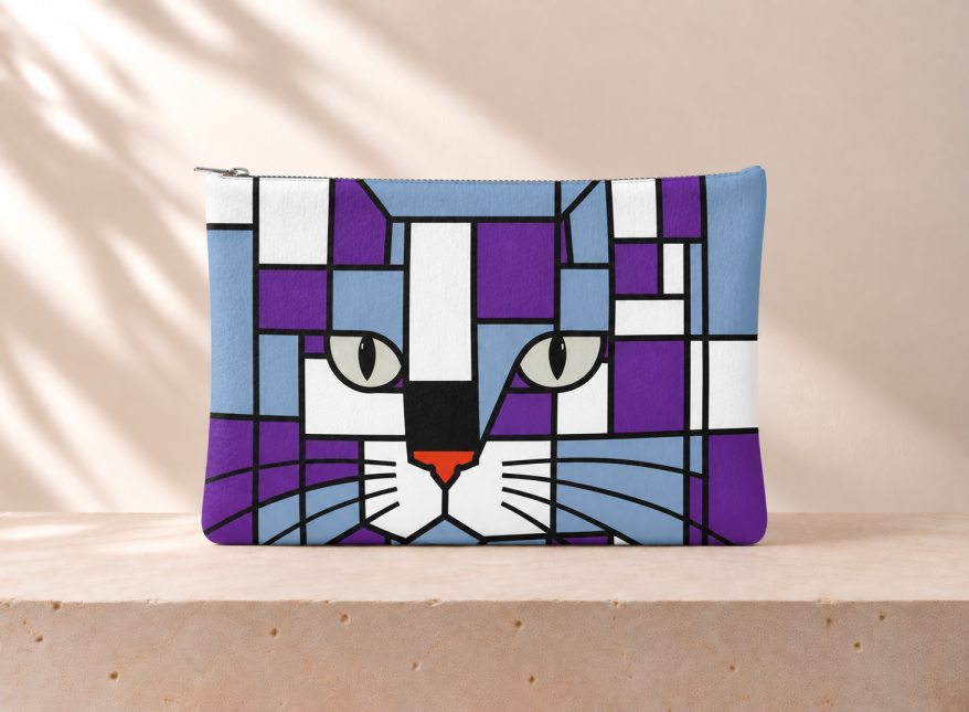 Storm Purple, Silver Grey and Blue Leather Clutch Bag