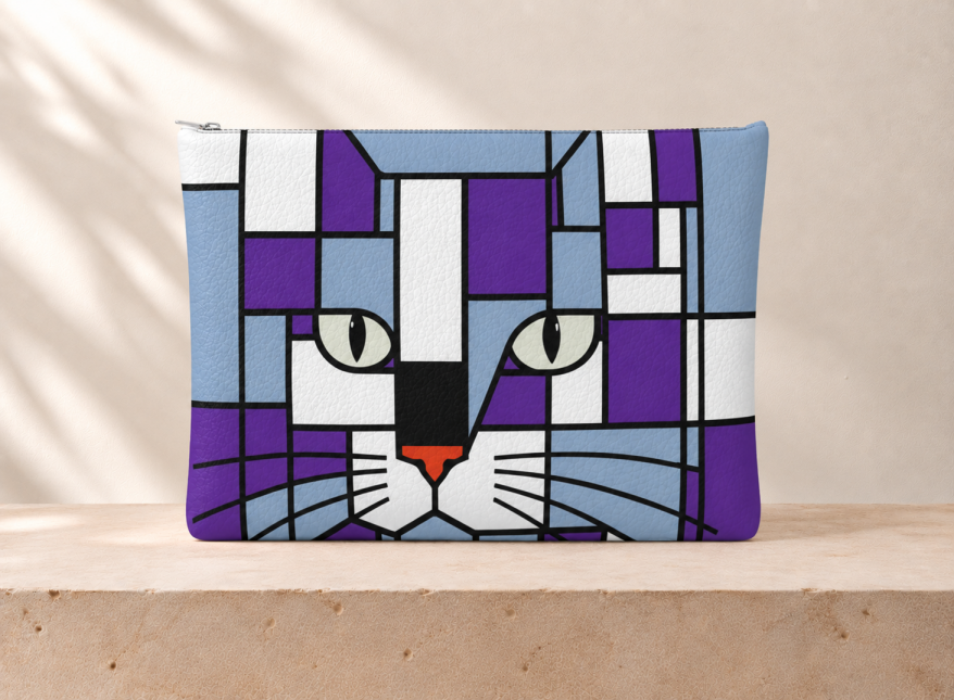 Storm Purple, Silver Grey and Blue Leather Clutch Bag