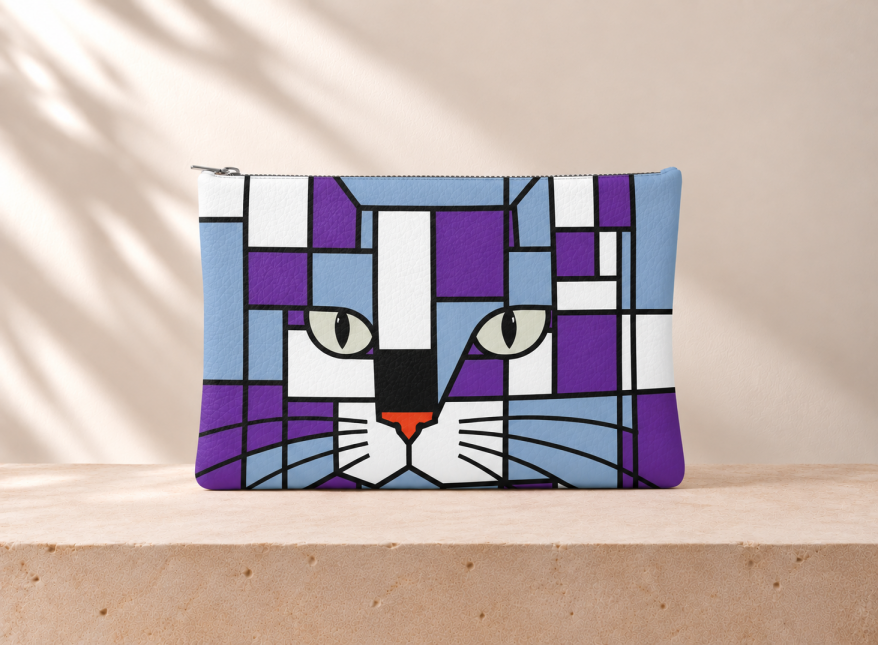 Storm Purple, Silver Grey and Blue Leather Clutch Bag